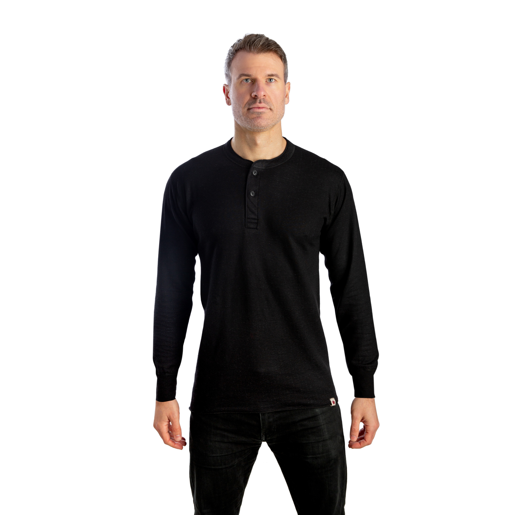 Stanfield's, Men's 2 Layer Wool Henley - 2 Button Placket